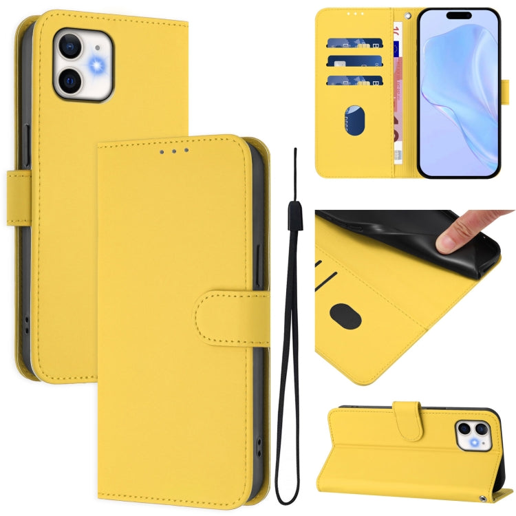 Skin Feel Solid Color Leather Phone Case with Lanyard