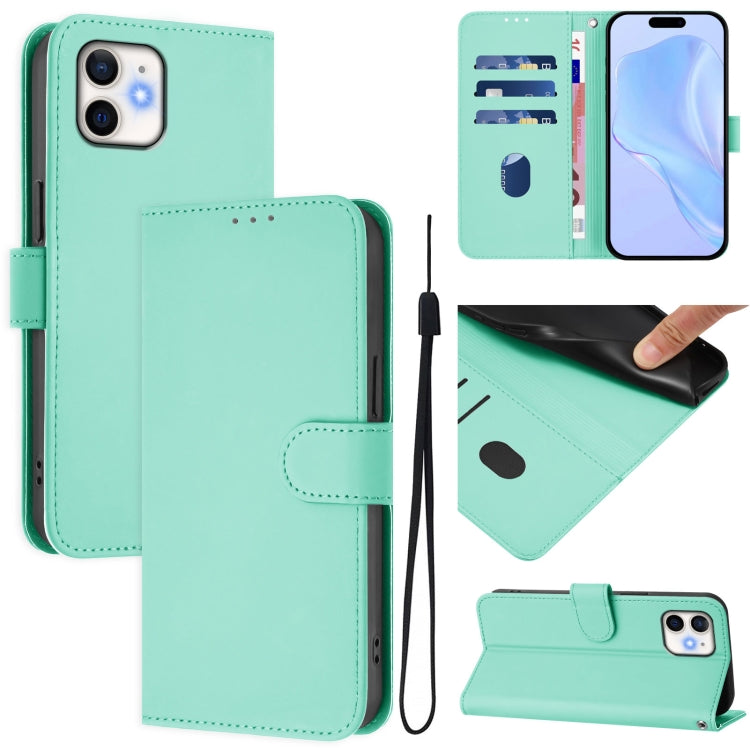 Skin Feel Solid Color Leather Phone Case with Lanyard