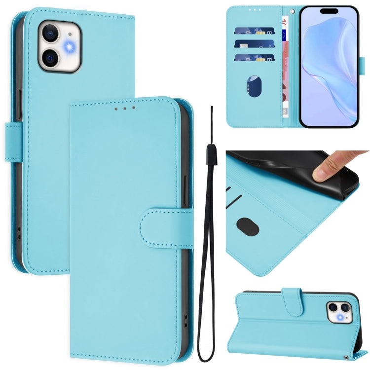 Skin Feel Solid Color Leather Phone Case with Lanyard