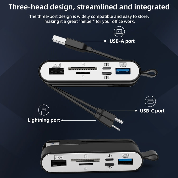 NK-1058 USB-C / Type-C, 8 Pin, USB Interface 6 in 1 Multi-function Adapter, NK-1058