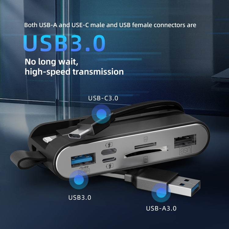 NK-1058 USB-C / Type-C, 8 Pin, USB Interface 6 in 1 Multi-function Adapter, NK-1058