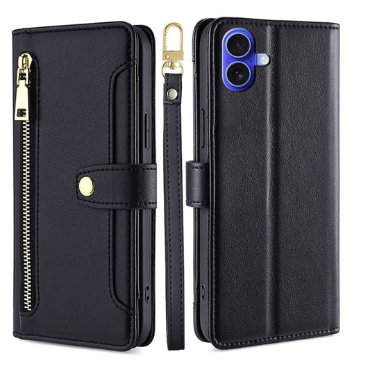 Sheep Texture Cross-body Zipper Wallet Leather Phone Case