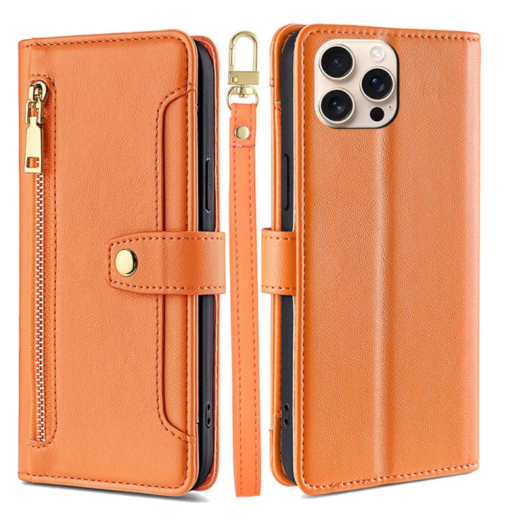 Sheep Texture Cross-body Zipper Wallet Leather Phone Case