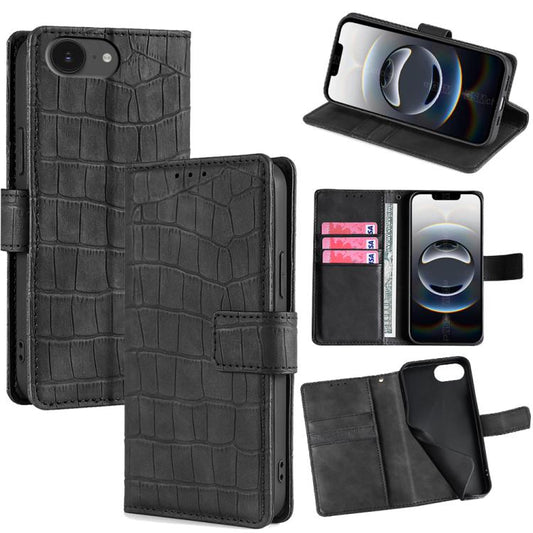Skin Feel Crocodile Magnetic Clasp Leather Phone Case, For iPhone 16e, For iPhone 16 Pro Max, For iPhone 16 Pro, For iPhone 16 Plus, For iPhone 16