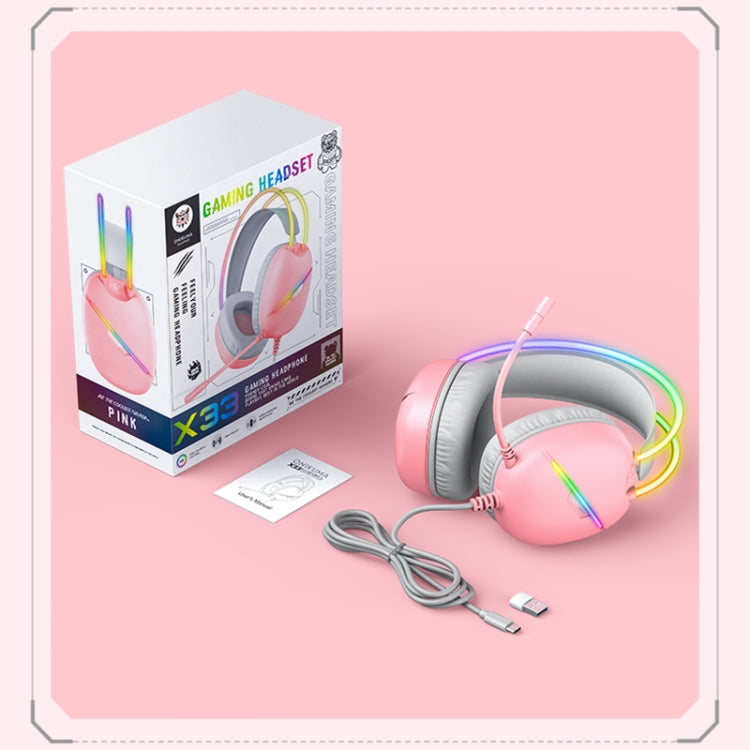 ONIKUMA X33 Head-mounted RGB Light E-Sports Gaming Headset, Cable Length: 2m, X33