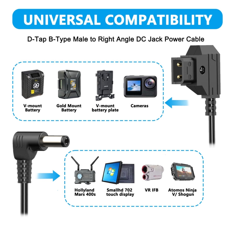 1.5m D-Tap B-Type Male to DC Adapter Monitor Cable, D-Tap B-Type Male to DC Adapter