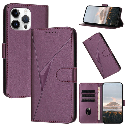 Triangle Pattern Buckle Clasp Leather Phone Case, For iPhone 15 Pro Max, For iPhone 15 Pro, For iPhone 15 Plus