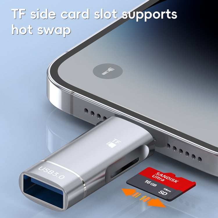 2 in 1 8 Pin to USB and TF Card Reader Adapter, 8 Pin to USB and TF Card