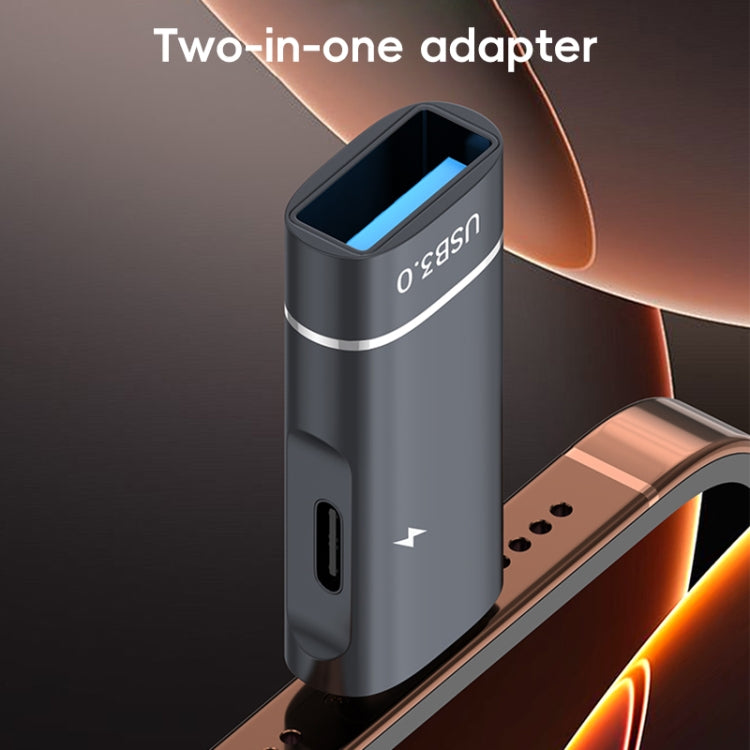 2 in 1 8 Pin to USB and Type-C Charging OTG Adapter, 8 Pin to USB and Type-C