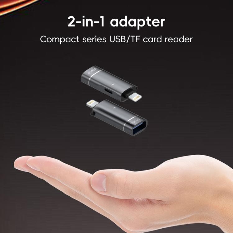 2 in 1 8 Pin to USB and Type-C Charging OTG Adapter, 8 Pin to USB and Type-C