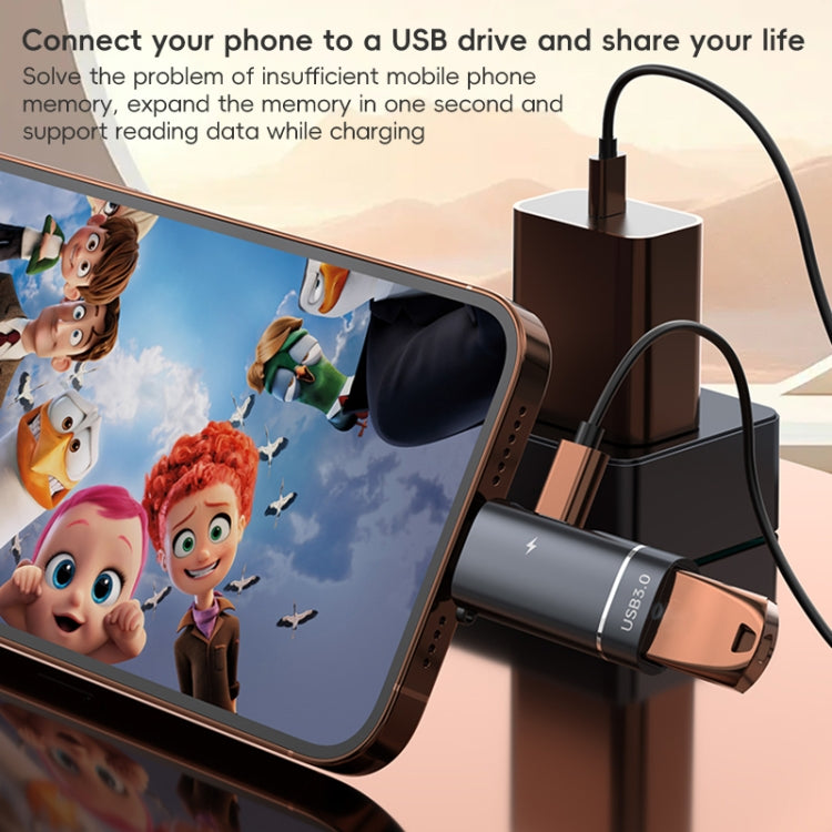 2 in 1 Type-C to USB and Type-C Charging OTG Adapter, Type-C to USB and Type-C