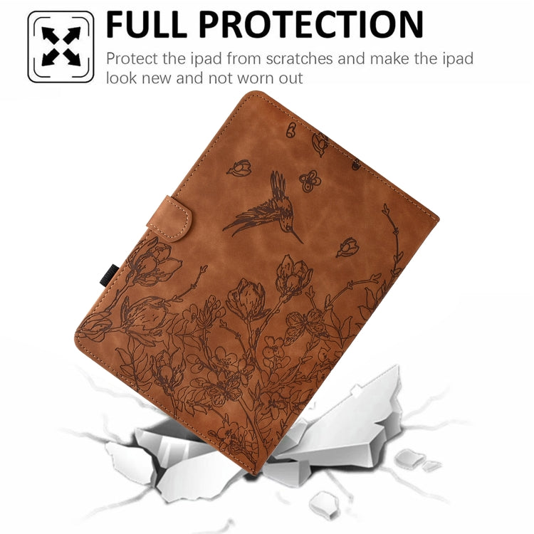 Flowers and Bird Embossed Smart Leather Tablet Case, For iPad mini 2024 / mini 6, For iPad Air 11 2024 / iPad Pro 11, For iPad Pro 11 2024, For iPad 10th Gen 10.9 2022, For iPad 10.2 2021 / 10.5 2019