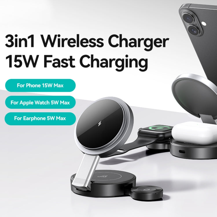 USAMS CD234 Folding 3-in-1 Magnetic Wireless Fast Charger, CD234