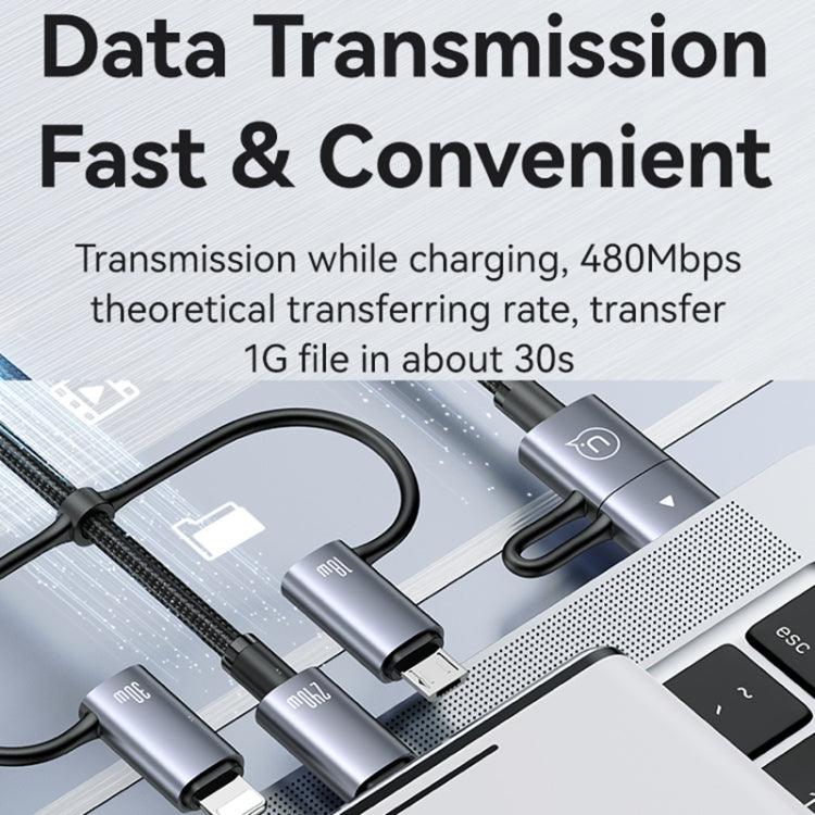 USAMS SJ737 240W 6 in 1 Aluminum Alloy Fast Data Charging Cable, Length: 1.2m, SJ737USB01