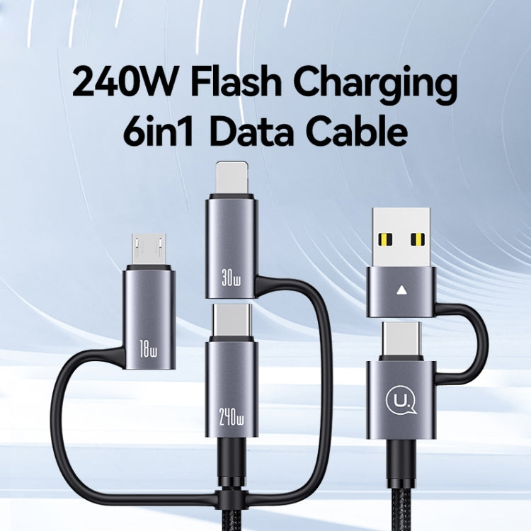 USAMS SJ737 240W 6 in 1 Aluminum Alloy Fast Data Charging Cable, Length: 1.2m, SJ737USB01