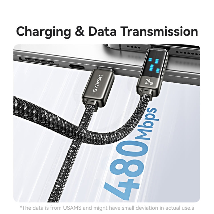 USAMS SJ743 30W USB-C / Type-C to 8 Pin Zinc Alloy Fast Data Cable, Length: 1.2m, SJ743USB01, SJ743USB02