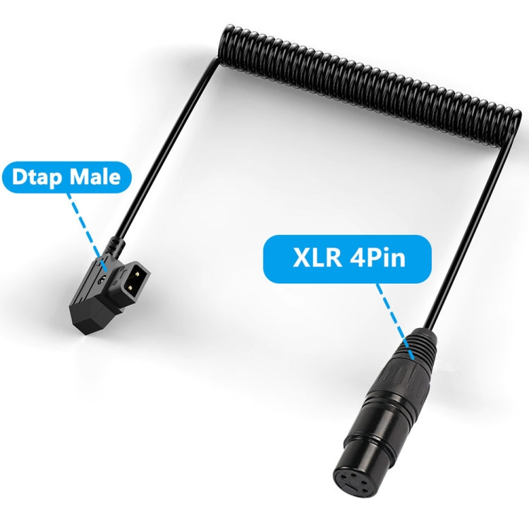 Camera Monitor Power Supply Cable Coiled Adapter Cable, Length: 1.5m, D-Tap to XLR 4 Pin