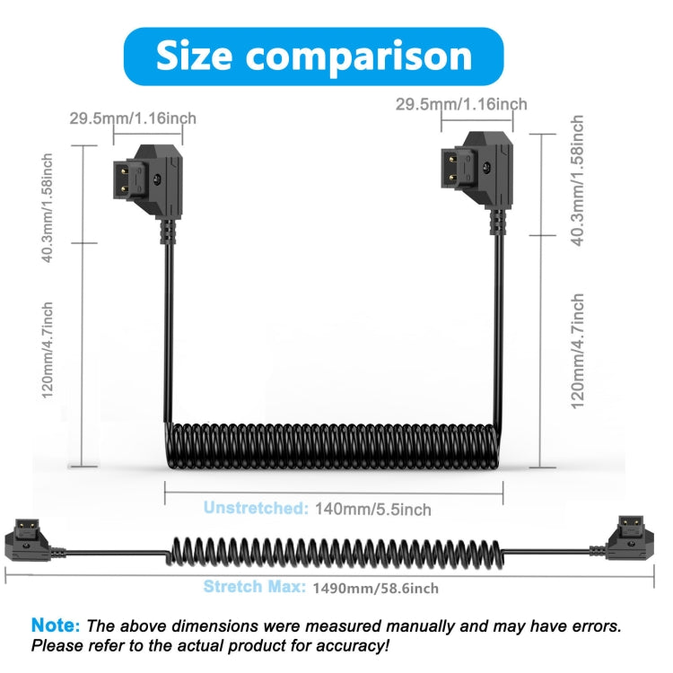 Anton Bauer V-mount Camera Coiled Adapter Extension Cable, Length: 1.5m, D-Tap Male to D-Tap Male