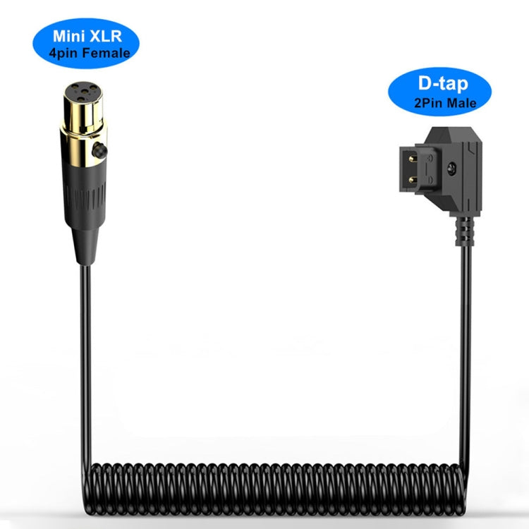 Camera Monitor Power Coiled Adapter Cable, Length: 1.5m, D-Tap to Mini XLR 4 Pin Female