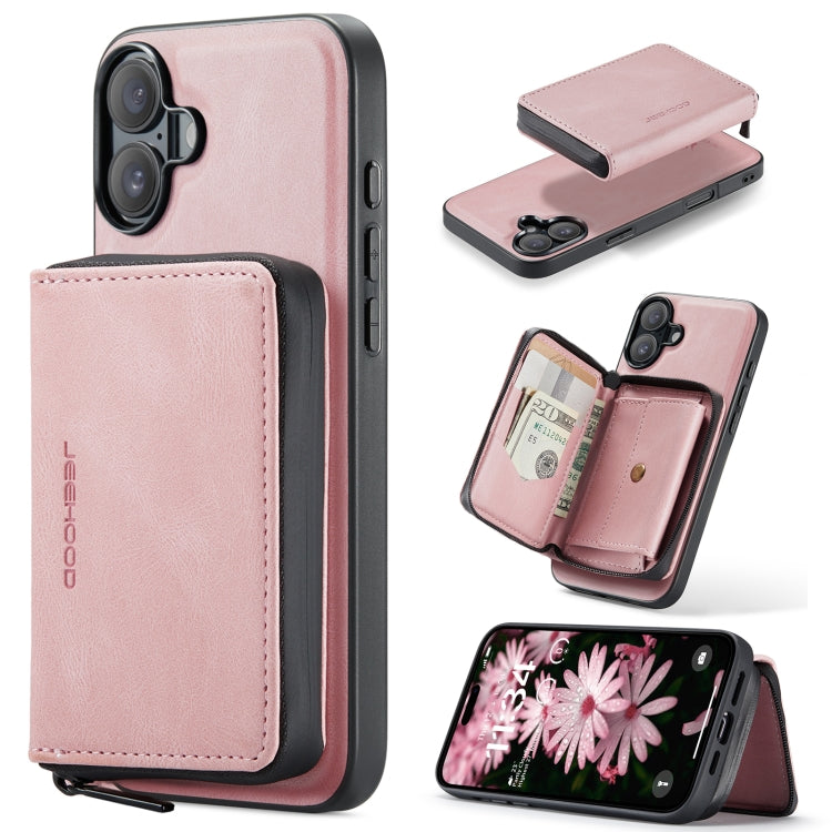 JEEHOOD J02 Magnetic Zipper Horizontal Flip Leather Phone Case, For iPhone 16e, For iPhone 16 Plus, For iPhone 16