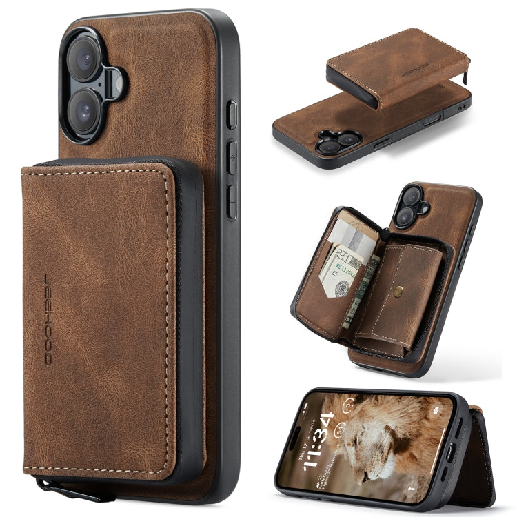 JEEHOOD J02 Magnetic Zipper Horizontal Flip Leather Phone Case, For iPhone 16e, For iPhone 16 Plus, For iPhone 16