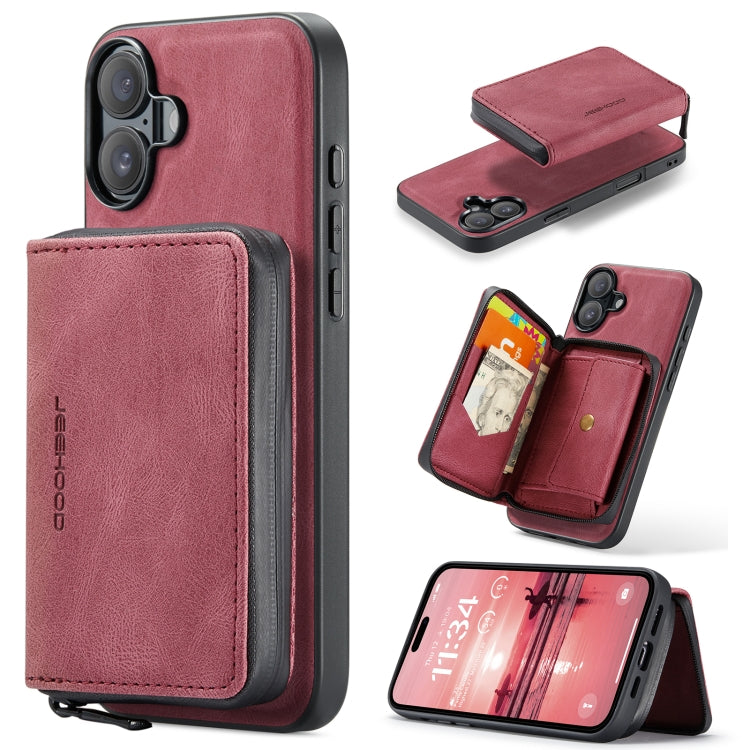JEEHOOD J02 Magnetic Zipper Horizontal Flip Leather Phone Case, For iPhone 16e, For iPhone 16 Plus, For iPhone 16