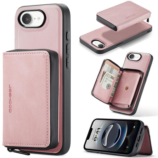 JEEHOOD J02 Magnetic Zipper Horizontal Flip Leather Phone Case, For iPhone 16e, For iPhone 16 Plus, For iPhone 16