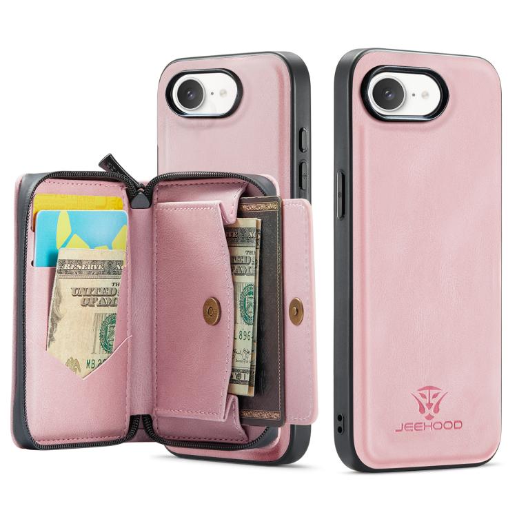 JEEHOOD J02 Magnetic Zipper Horizontal Flip Leather Phone Case, For iPhone 16e, For iPhone 16 Plus, For iPhone 16