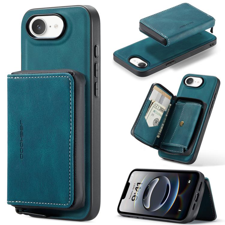 JEEHOOD J02 Magnetic Zipper Horizontal Flip Leather Phone Case, For iPhone 16e, For iPhone 16 Plus, For iPhone 16