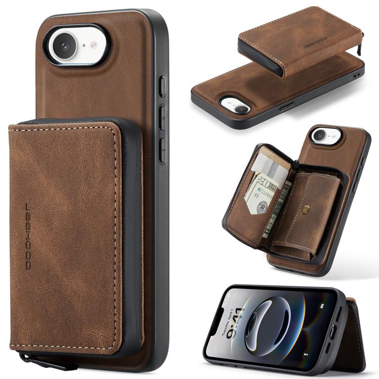 JEEHOOD J02 Magnetic Zipper Horizontal Flip Leather Phone Case, For iPhone 16e, For iPhone 16 Plus, For iPhone 16