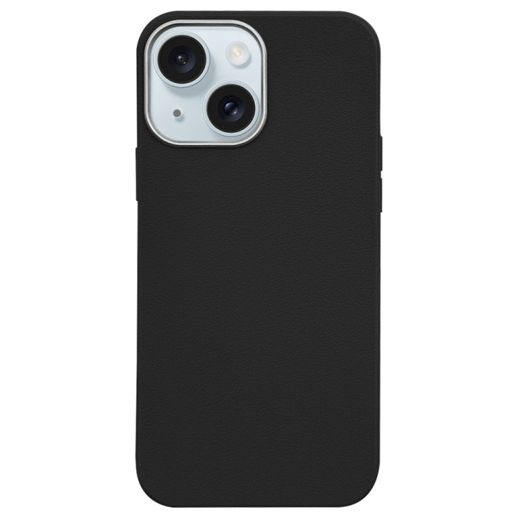 Litchi Pattern Silver Edge Camera Frame Material Phone Case, For iPhone 15 Pro Max, For iPhone 15 Pro, For iPhone 15 Plus, For iPhone 15