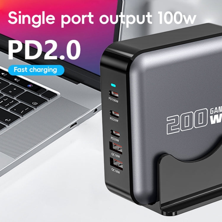 200W GaN 3 Type-C 2 USB Multi Ports Sharing Desktop Charger, US Plug, EU Plug, UK Plug, AU Plug