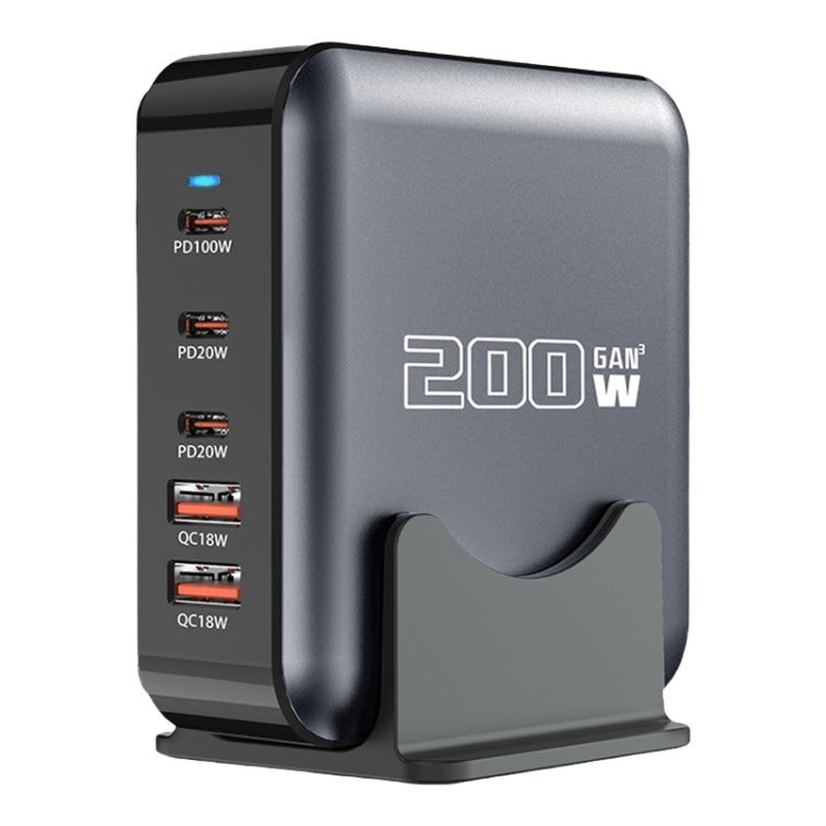 200W GaN 3 Type-C 2 USB Multi Ports Sharing Desktop Charger, US Plug, EU Plug, UK Plug, AU Plug