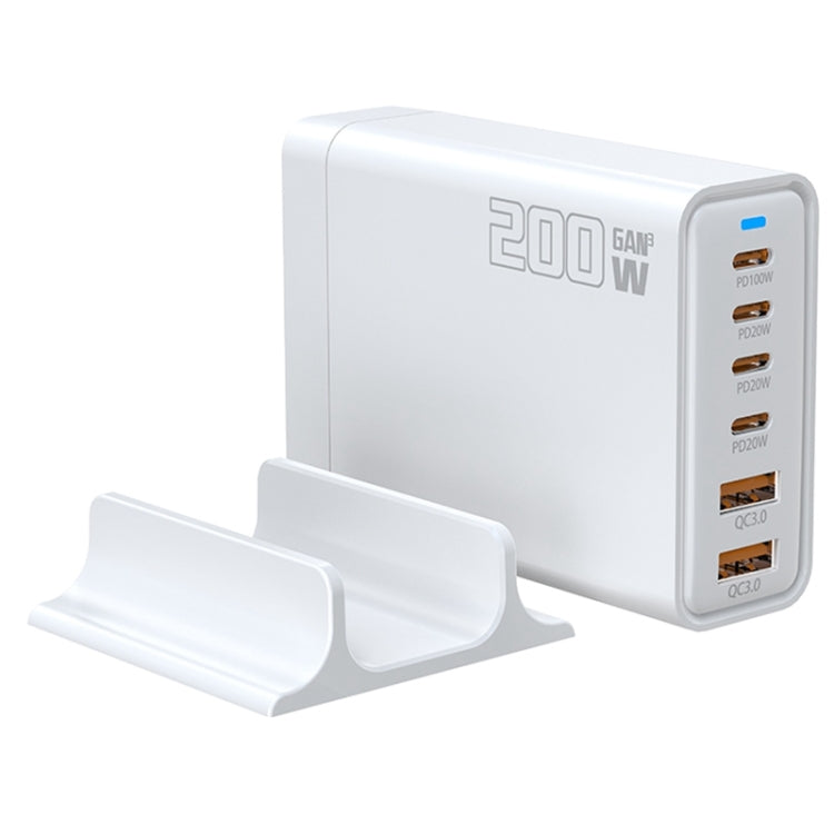 200W GaN 4 Type-C 2 USB Multi Ports Sharing Desktop Charger, US Plug, EU Plug, UK Plug, AU Plug