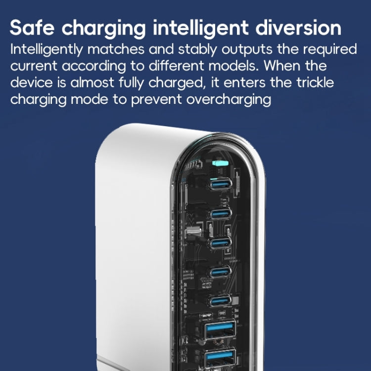 268W GaN 5 Type-C 3 USB Multi Ports Sharing Desktop Charger, US Plug, EU Plug, UK Plug, AU Plug