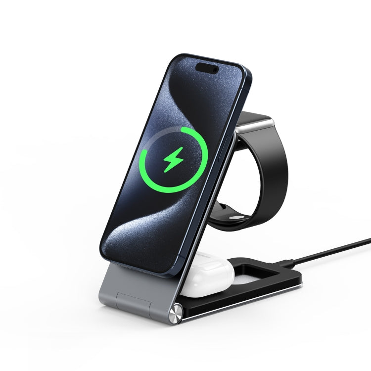 DUZZONA W22 15W 3 in 1 Foldable Magnetic Wireless Charging Stand, W22