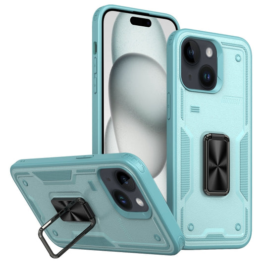 Ring Holder PC Hybrid TPU Phone Case, For iPhone 15 Plus, For iPhone 15, For iPhone 14 Plus