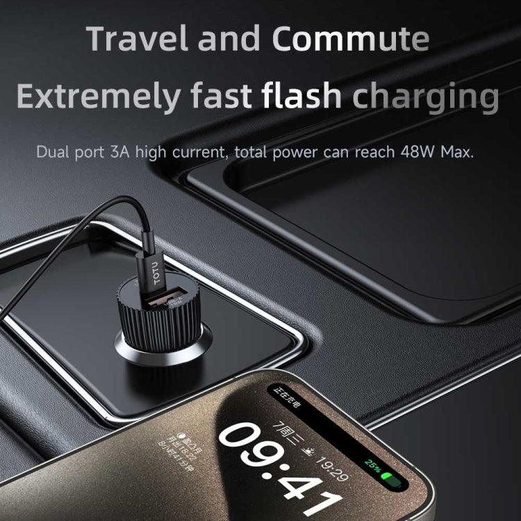 TOTU CC-2 48W USB-A and Type-C Ports Fast Charging Car Charger, CC-2