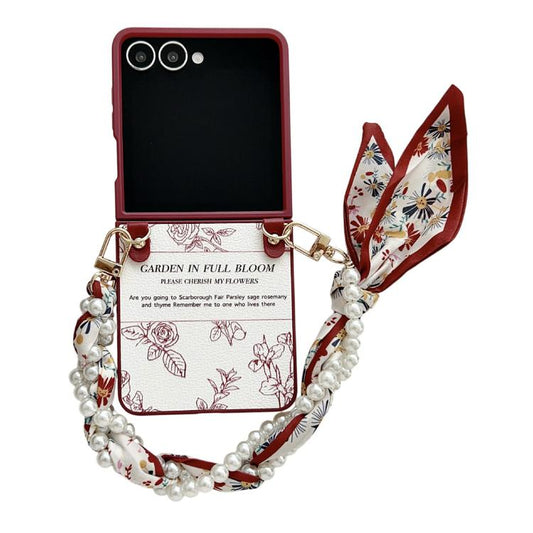 Sketch Flower Pattern Phone Case with Scarf Bracelet