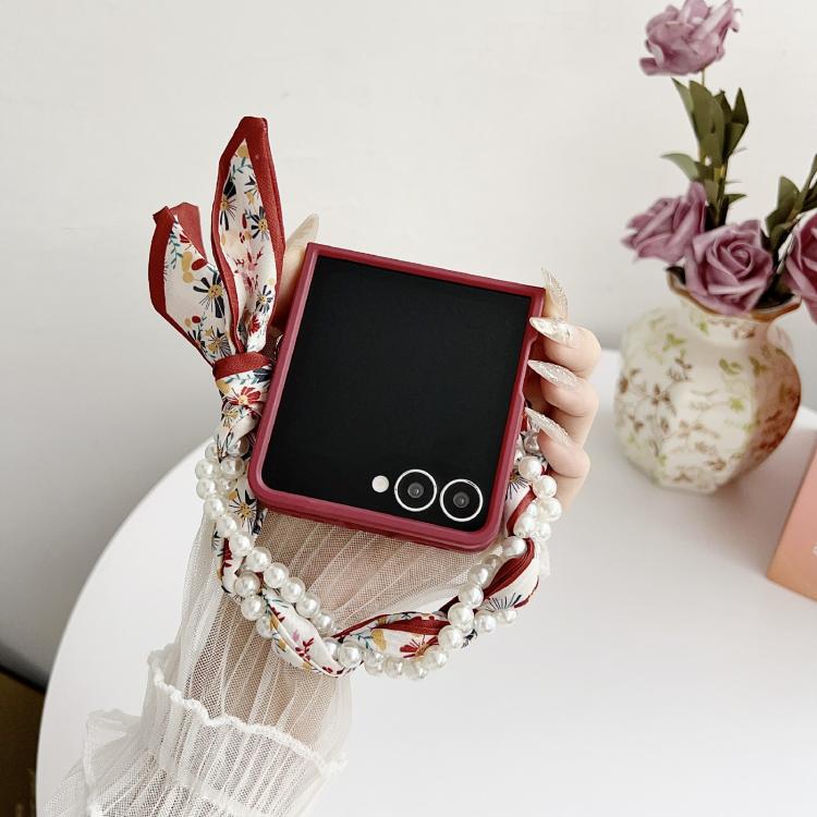 Sketch Flower Pattern Phone Case with Scarf Bracelet