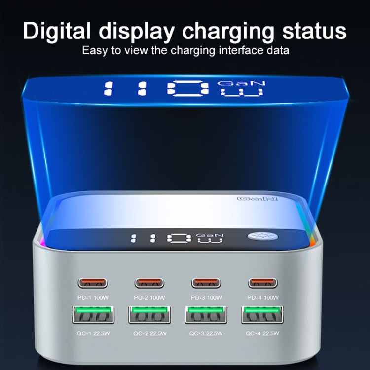 WLX-M8 120W Smart Digital Display Multi-Port Desktop Charger Dock Station, EU Plug, US Plug, UK Plug, AU Plug