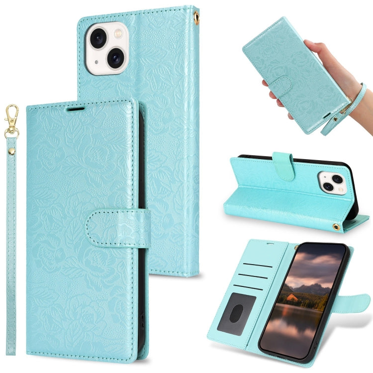 Peony Flowers Imprint Leather Phone Case, For iPhone 15 Pro Max, For iPhone 15 Pro, For iPhone 15 Plus, For iPhone 15