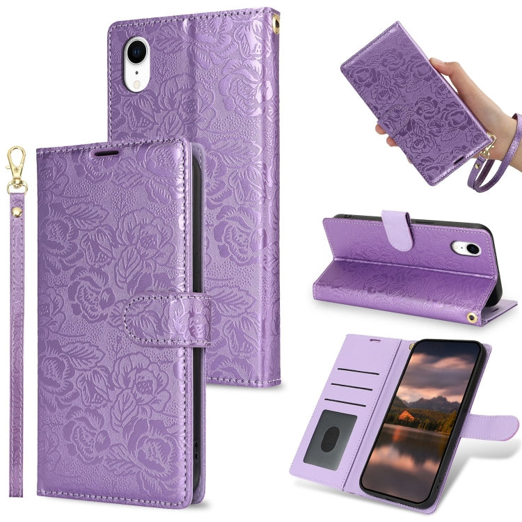 Peony Flowers Imprint Leather Phone Case, For iPhone 11 Pro, For iPhone X / XS, For iPhone XR, For iPhone XS Max