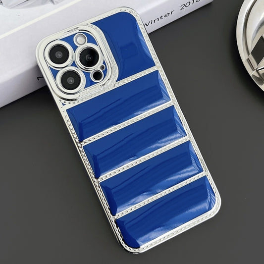 Electroplated Silver Edge Eiderdown TPU Phone Case, For iPhone 16 Pro Max, For iPhone 16 Pro, For iPhone 16 Plus