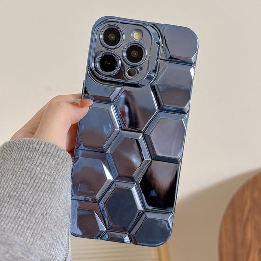 Electroplating Laser Engraving 3D Honeycomb TPU Phone Case, For iPhone 15 Pro Max, For iPhone 15 Pro, For iPhone 15, For iPhone 14