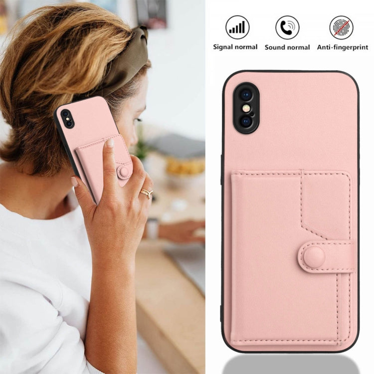 Button Card Bag RFID Anti-theft Phone Case, For iPhone XS / X, For iPhone XR, For iPhone XS Max, For iPhone 8 Plus / 7 Plus
