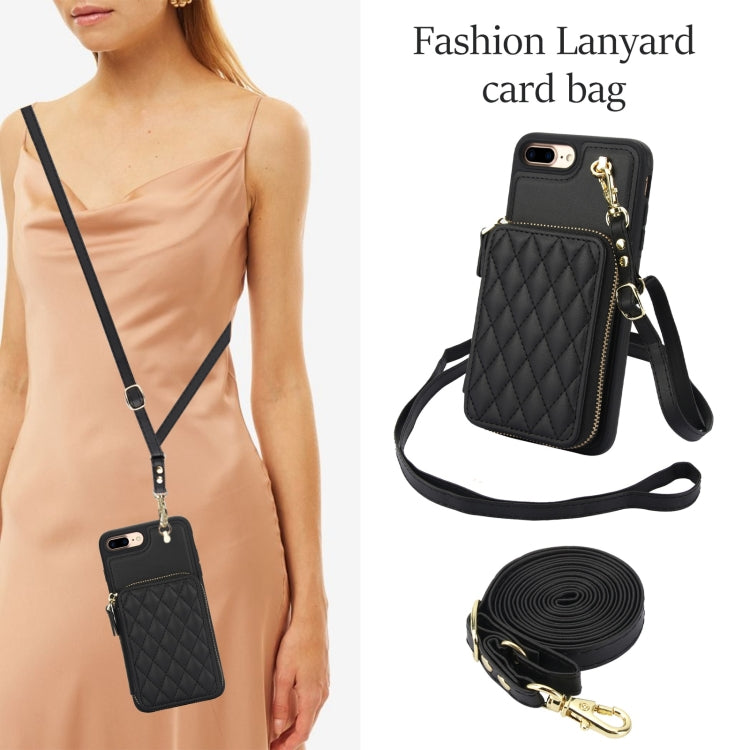 AwQuer Crossbody Zipper Wallet Rhombic Leather Back Phone Case