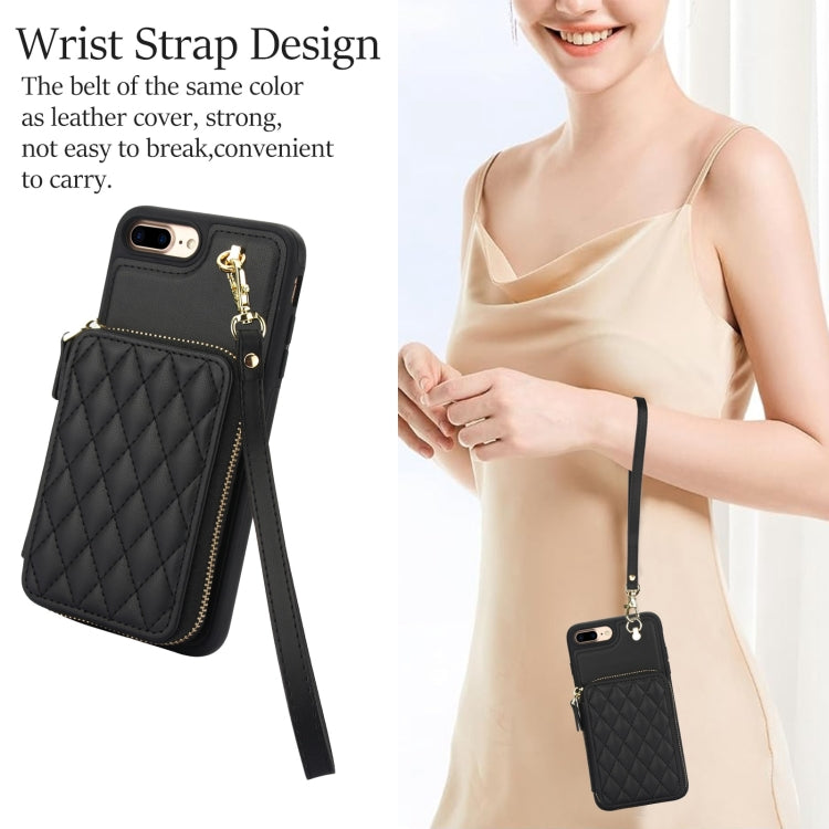 AwQuer Crossbody Zipper Wallet Rhombic Leather Back Phone Case