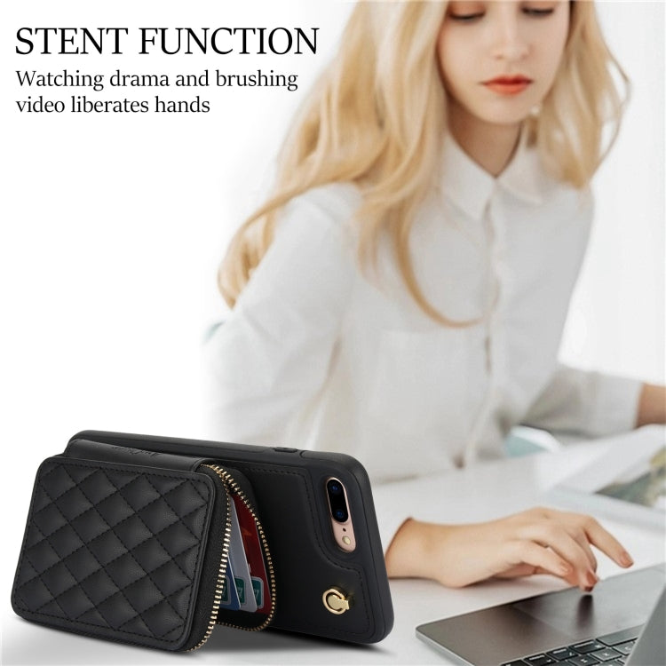 AwQuer Crossbody Zipper Wallet Rhombic Leather Back Phone Case