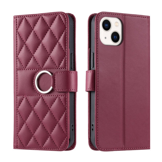 Ring Buckle Rhombic Leather Phone Case, For iPhone 13 mini, For iPhone 12 / 12 Pro, For iPhone 12 Pro Max, For iPhone 12 mini